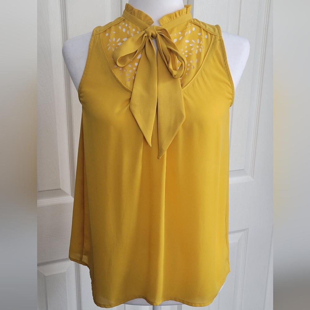Maeve Anthropologie Luca Tie Neck Blouse, Mustard Yellow, Women's Size 0